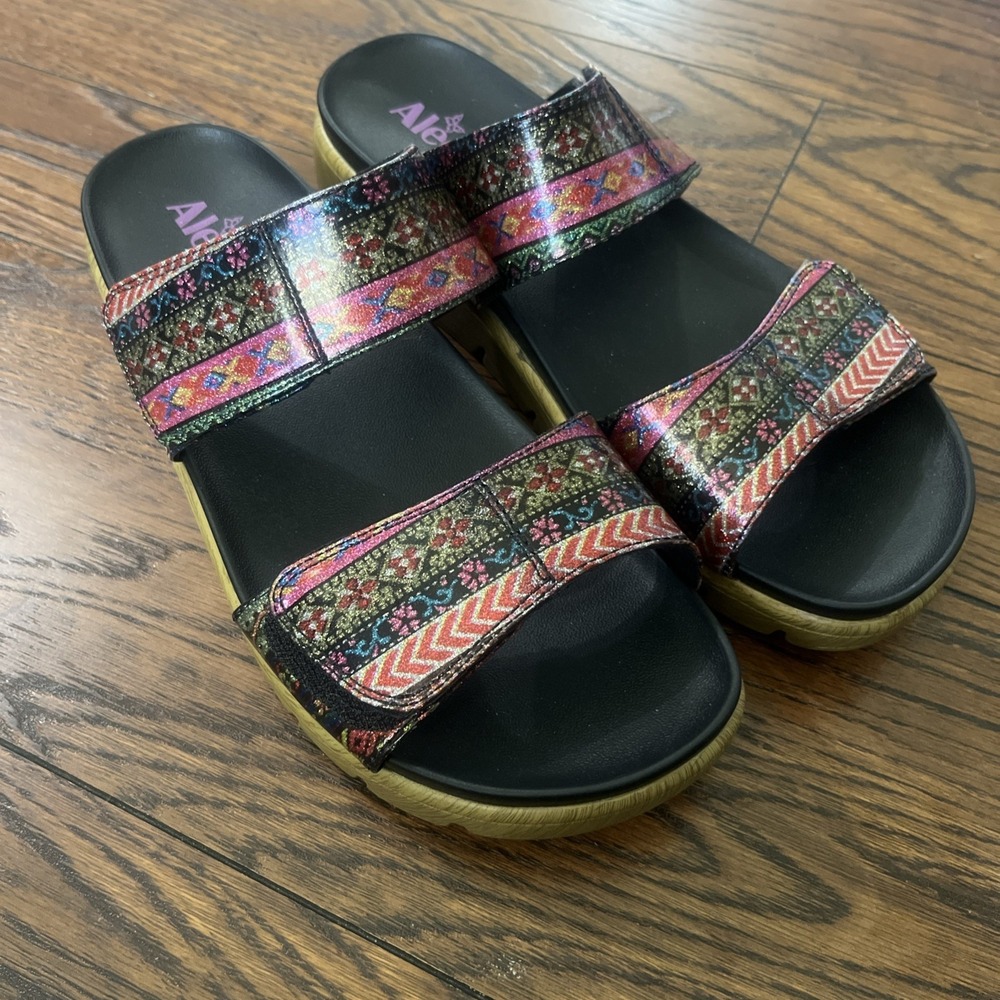 Alegria LEN 592X Women's 41/10 PG Lite Slip on Adjustable Sandals Slides Multi